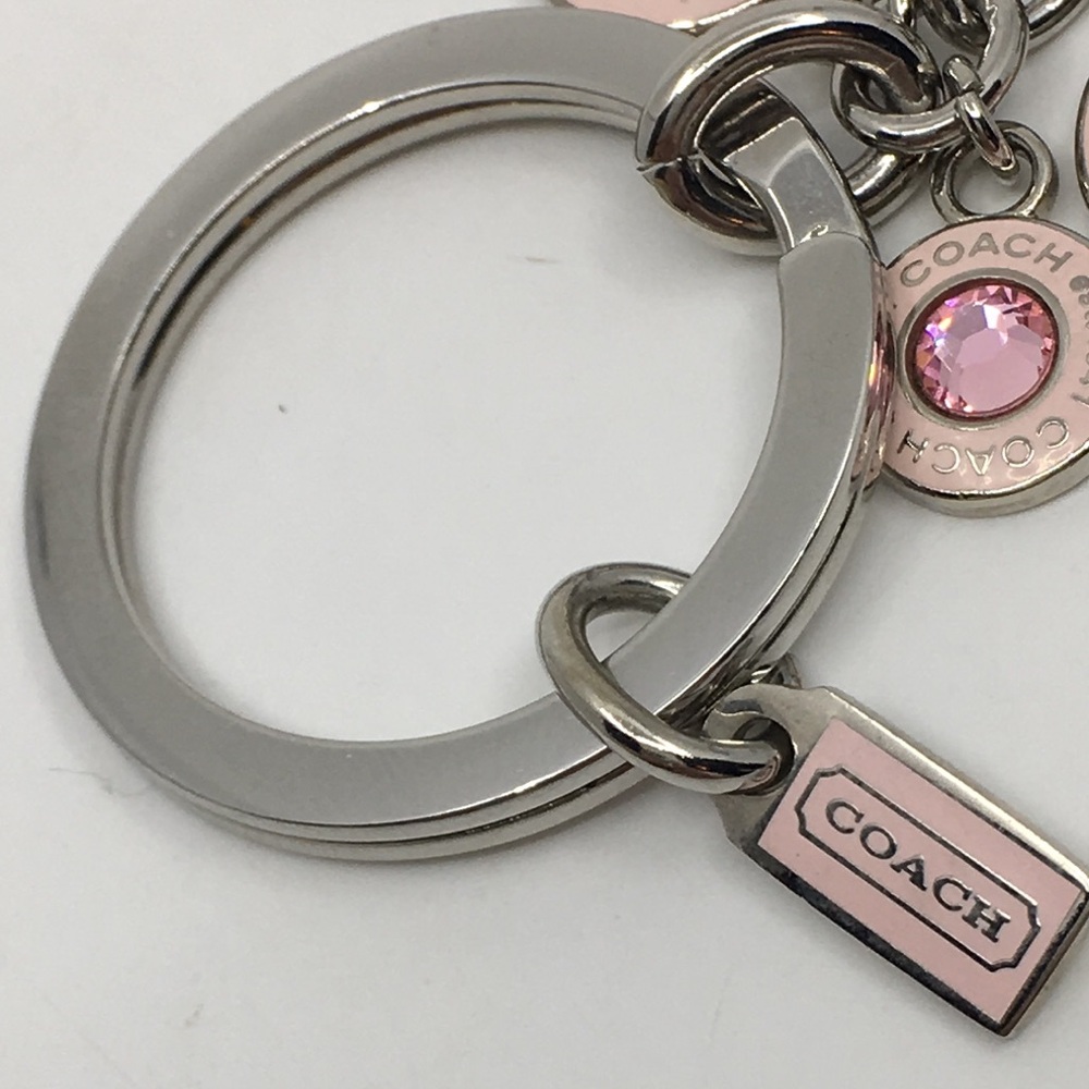 Coach -  Breast Cancer Awareness Pink Dangling Rhinestone Key Fob Keychain - Picture 10 of 16
